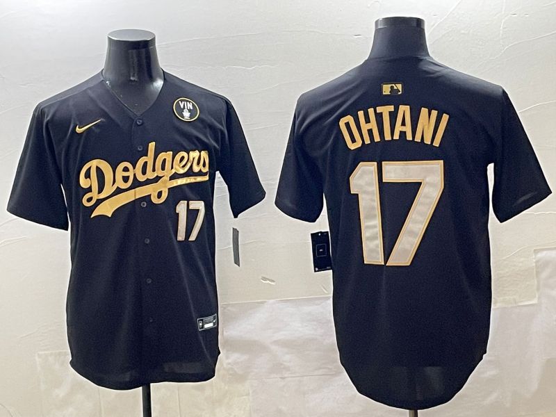 Men Los Angeles Dodgers #17 Ohtani Black Gold Nike 2025 MLB Jersey style 42411
